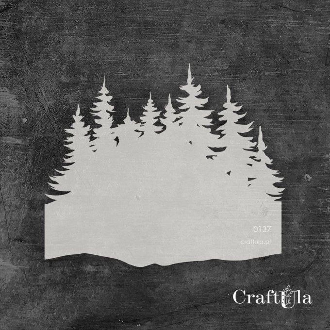 Pochoir - Montagnes, sapins - Dimension : 16x16cm environ