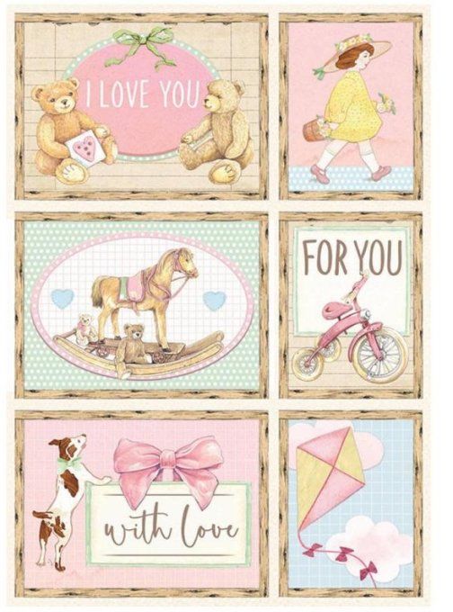 Feuille de riz, Stampéria, Format A4 - Daydream cards pink