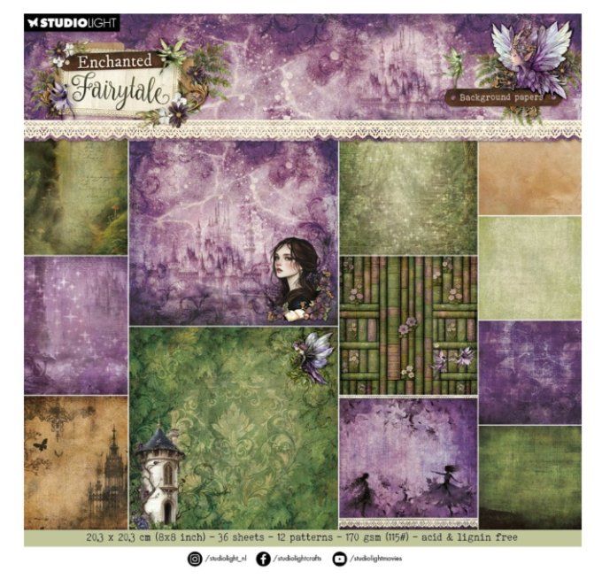 StudioLight, format 20x20cm, collection : Enchanted fairy tale, background - 170gsm - 36 feuilles