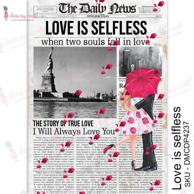 Dress my Craft, papier de transfert, format A4 - Love is selfless - 1 feuille