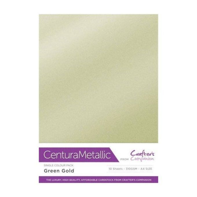 Lot de 10 Feuilles Crafter's companion - gamme CenturaMetallic - format A4 - couleur Green gold