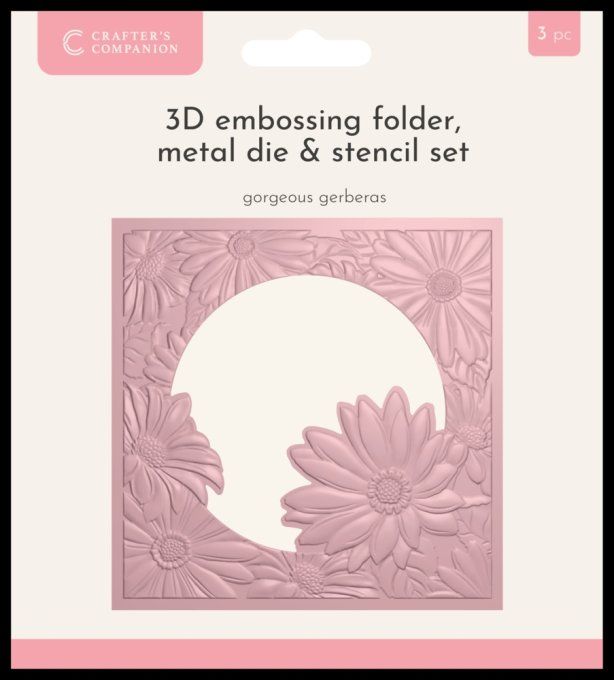 Crafter's companion - Classeur d'embossage, 3d - Gorgeous Gerberas - dimension : 14x14cm environ