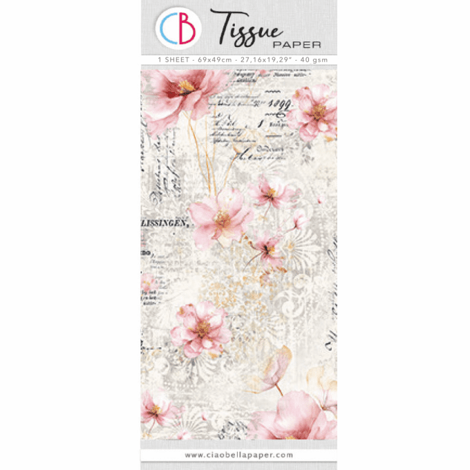 1 feuille papier de collage (type papier de soie) imprimés - format 69x49cm environ, Ciao Bella