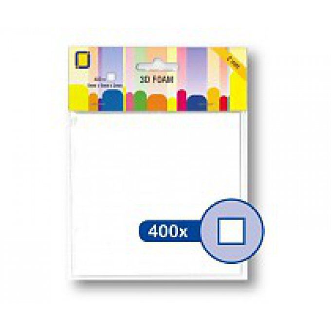 Carrés de mousse 3D, blancs, 5x5x2mm