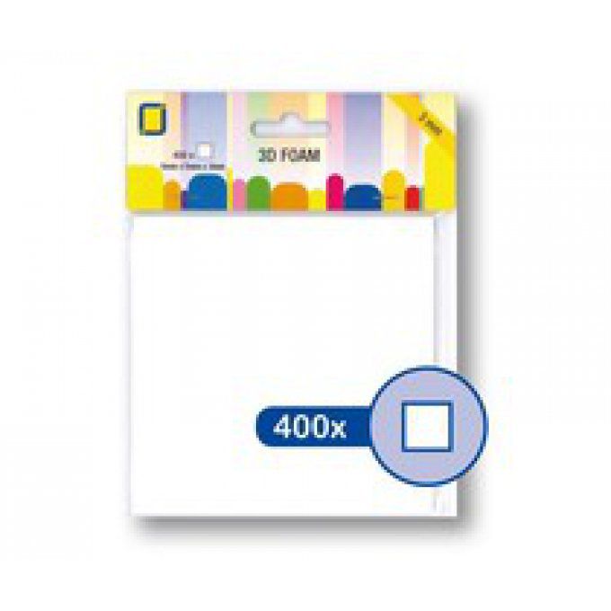 Carrés de mousse 3D, blancs, 5x5x3mm