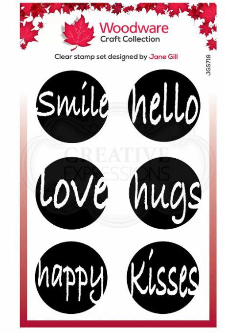 Tampon, circle words, Woodware Craft Collection