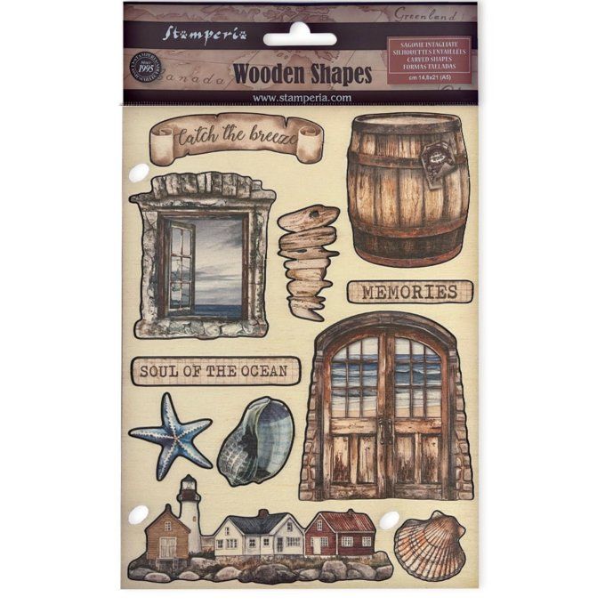 Planche de chipboards colorés, Silent sea, Stampéria - Planche format A5