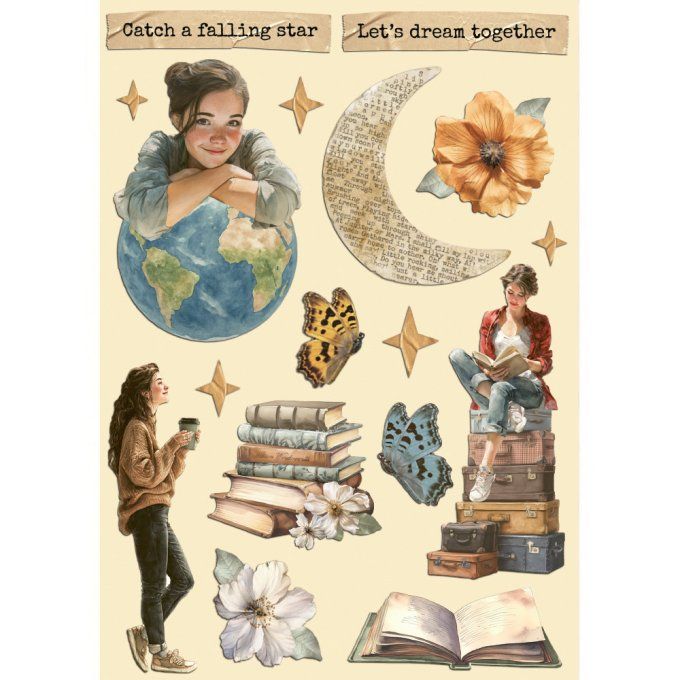 Planche de chipboards colorés, Secret Diary, Stampéria - Planche format A5