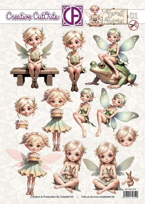 Die-cuts prédécoupés sur une feuille A4 - Forest fairies