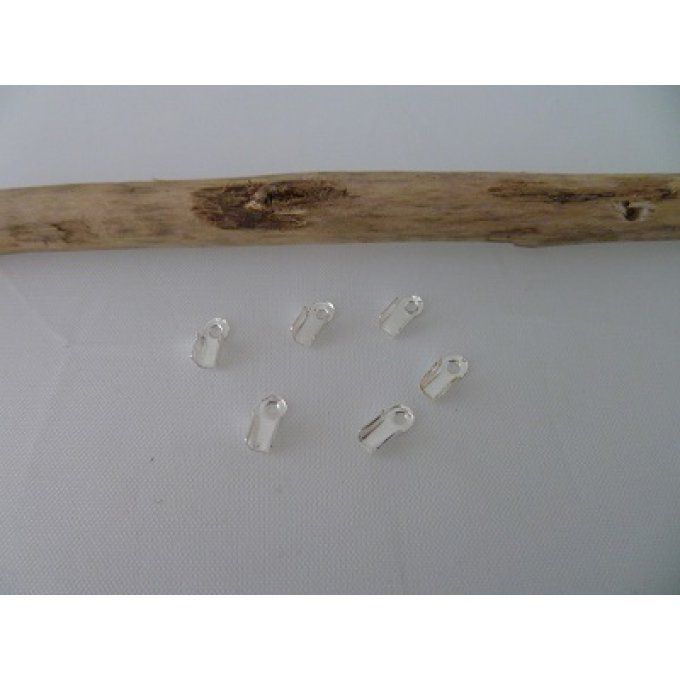 Embouts à cordons, en métal couleur argentée, x50