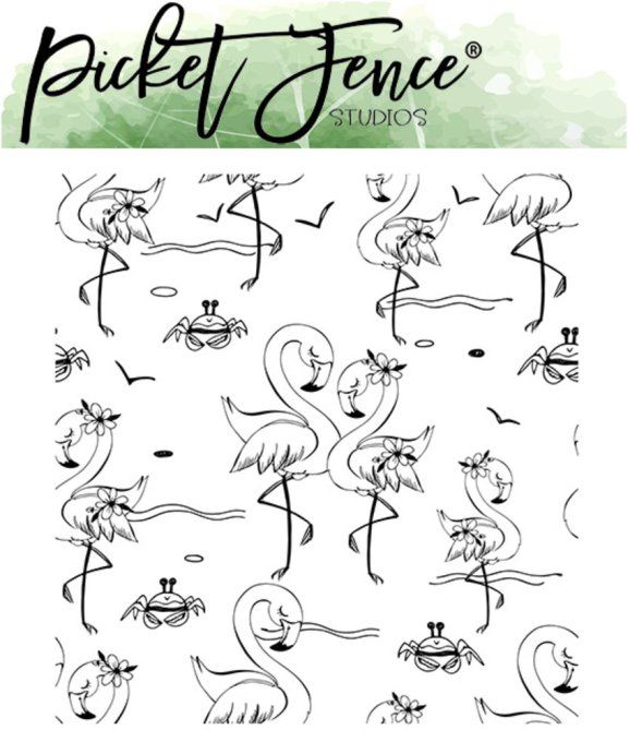 Tampon - Flamingo summer dear - Picket Fence studios - dimension : 9.4x9.4cm environ