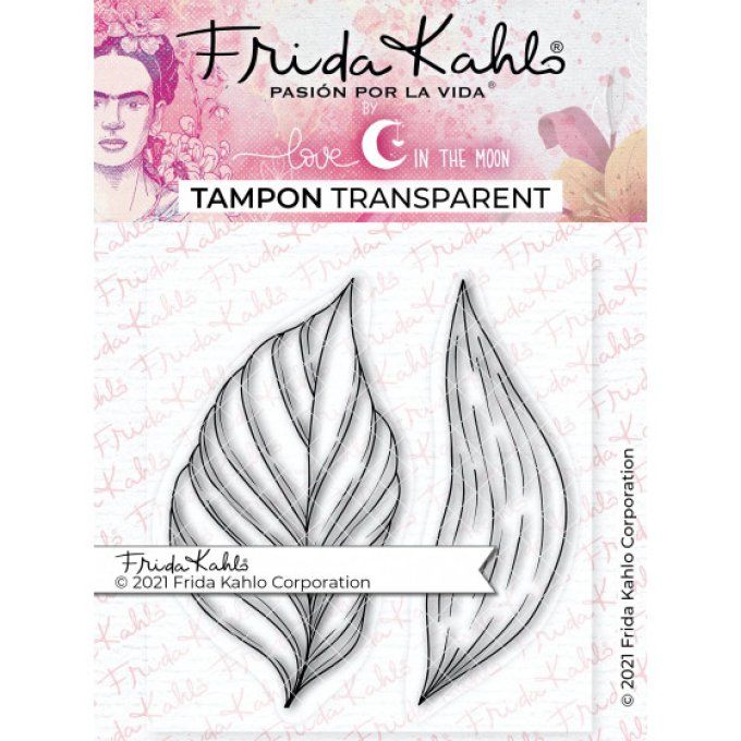 2 Tampons clear, Frida Kahlo, Love in the moon - feuilles tropicales - dim. 6.5x4cm et 6.5x2cm env.