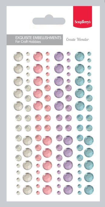 120 adhesives gem - stickers demi-perles à facette - Dimension de la planche : 7x12cm environ