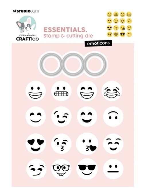 16 Tampons clear, StudioLight, Creative craftlab - 16 smileys et 1 die