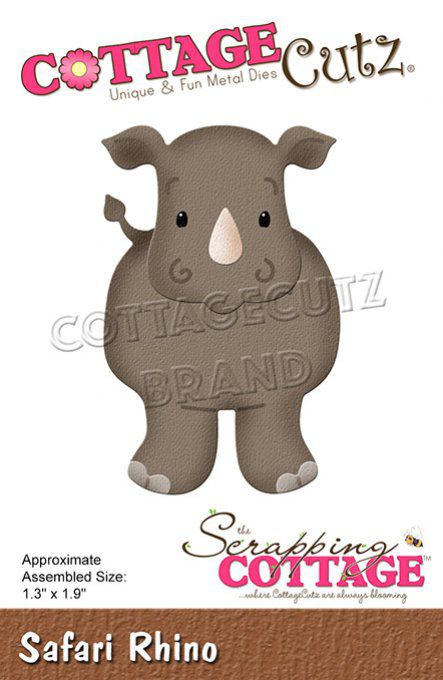 Die/matrice de découpe - safari rhino - dimension après assemblage : 2.54x2.54cm environ