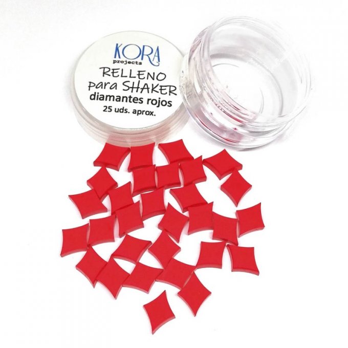 Environ 30 petites pièces "diamant", couleur rouge translucide, en acrylique - Kora projects