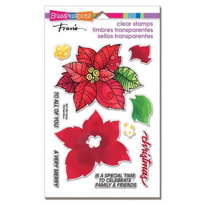 Planche de Tampons clears - Poinsettia, Stampendous, dimension de la planche : 10x14.5cm environ