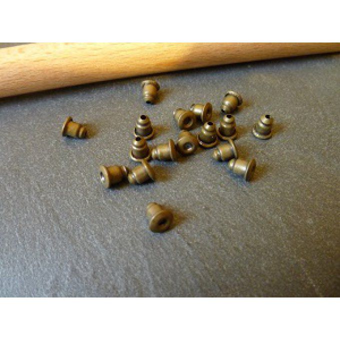 Fermoirs "cloche" pour boucles d'oreille, laiton couleur bronze, x10 fermoirs