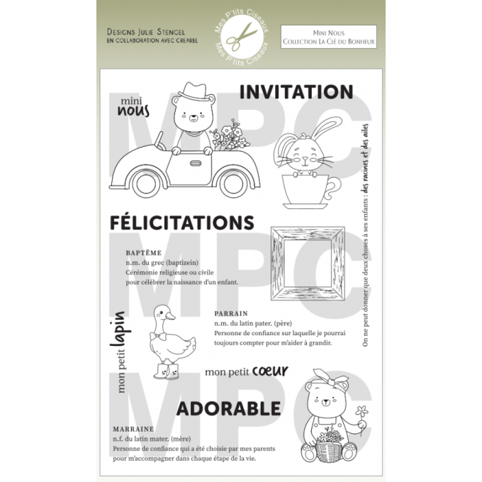 15 tampons clears, La clé du bonheur, mes ptits ciseaux, Dim. de la planche : 10.3x15cm environ