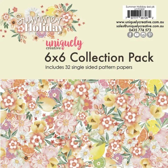32 feuilles, Summer Holiday - format 15x15cm environ, motif recto