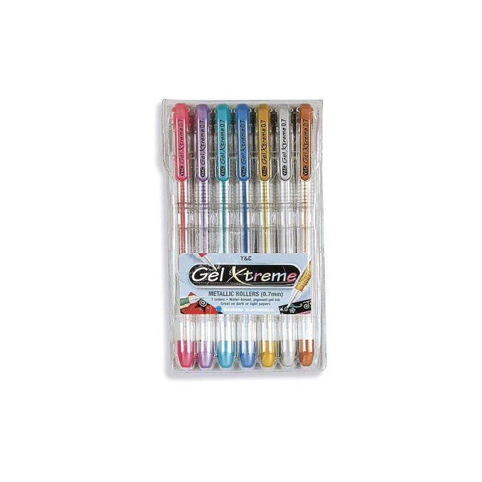 7 stylos couleurs métalliques - mine 0.7mm, Gel Xtreme