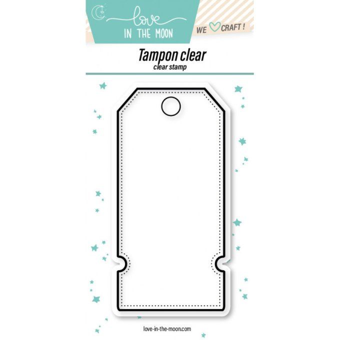 1 Tampon clear - Love in the moon, Tag, dimension approximative du tampon : 11x5.6cm