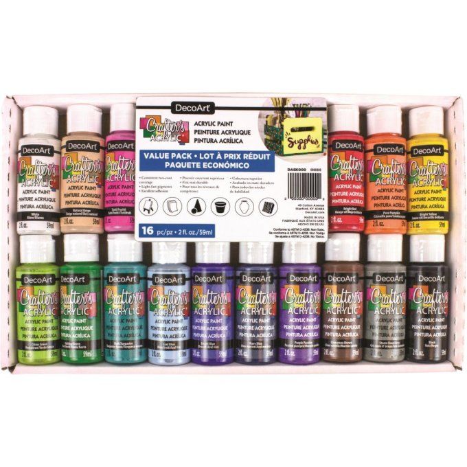 DecoARt - Peinture acrylique - lot de 16 pots de 59ml