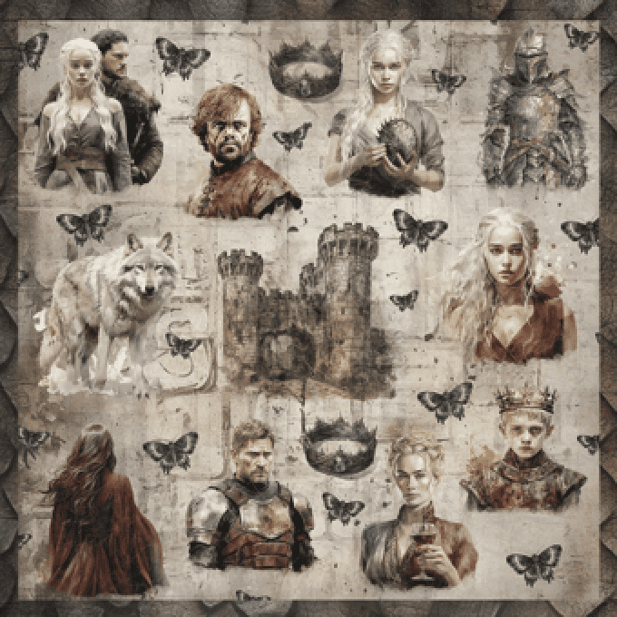 Ensemble de 12 feuilles motif recto verso, 30x30 - Mother of dragons - BellaLuna crafts - 190gsm 