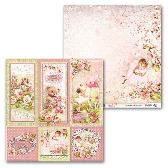 Ensemble de 11 feuilles, 30x30cm, collection : Baby Girl, 240g