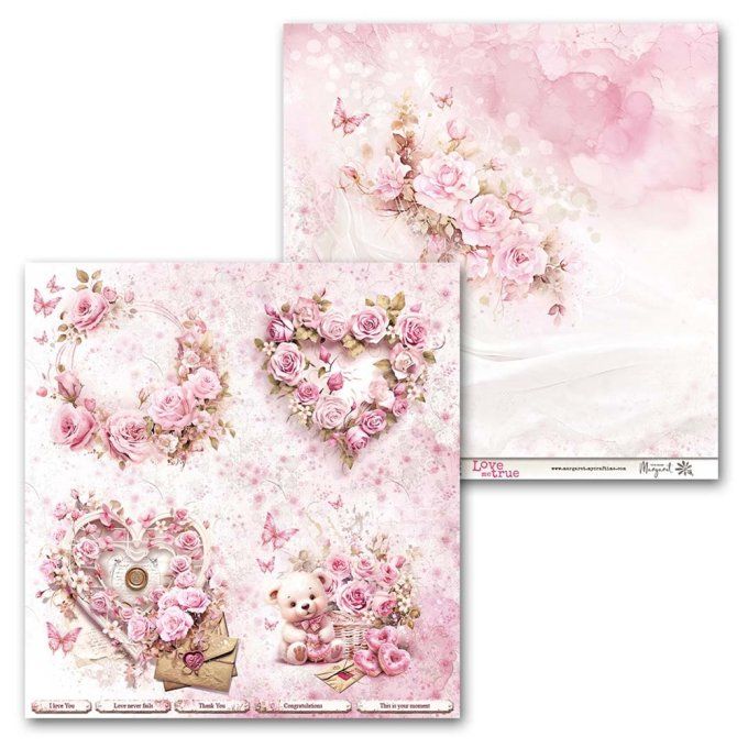 Ensemble de 11 feuilles, 30x30cm, collection : Love me true, 240g 