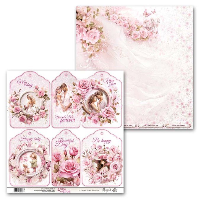 Ensemble de 11 feuilles, 30x30cm, collection : Love me true, 240g 