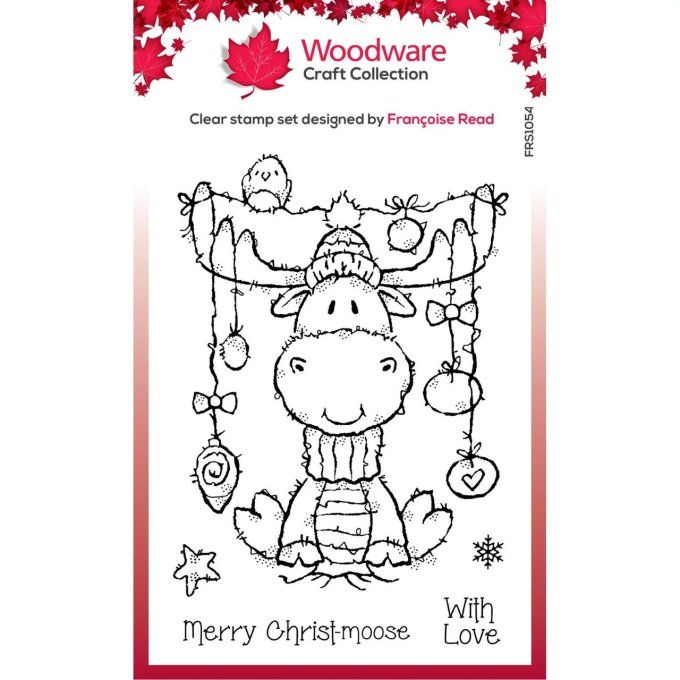 6 Tampons, Moose Christmas  Woodware Craft Collection - dim. de la planche  : 10x14.5cm env. 