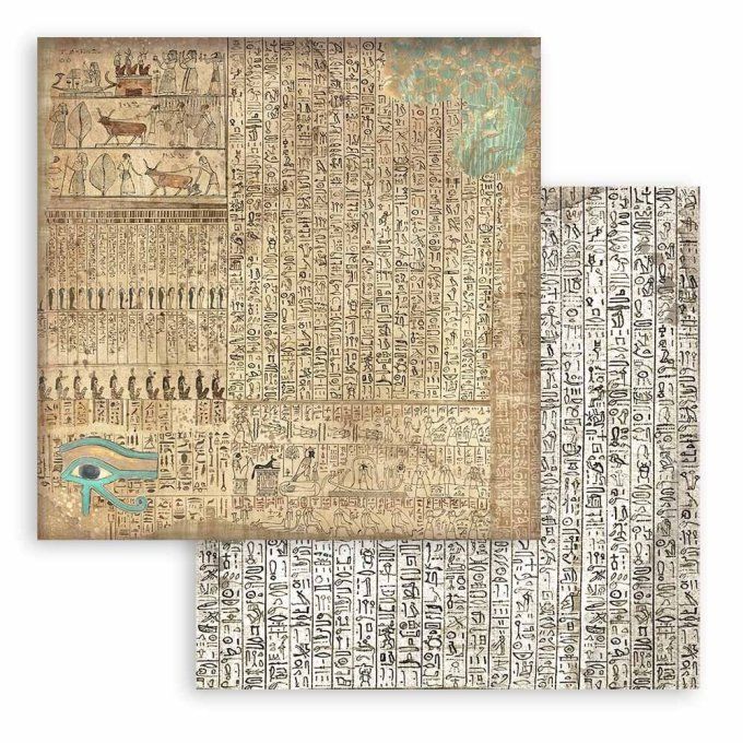 Collection Fortune, 20x20cm, 10 feuilles motif recto verso, Stamperia, background terre des Pharaons