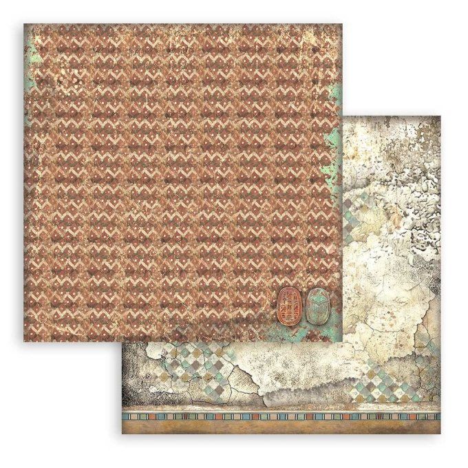 Collection Fortune, 20x20cm, 10 feuilles motif recto verso, Stamperia, background terre des Pharaons