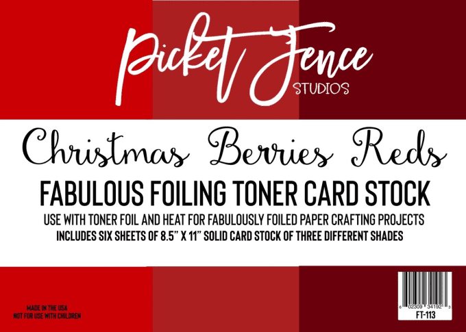 Foiling Toner cardstock, Picket Fence - couleur christmas berries reds - dim. : 21.5cmx28cm environ