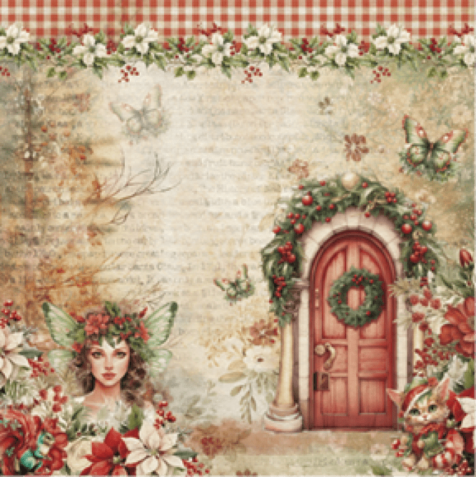 Ensemble de 12 feuilles motif recto verso, 30x30 - Xmas Fantasy - BellaLuna crafts - 190gsm 