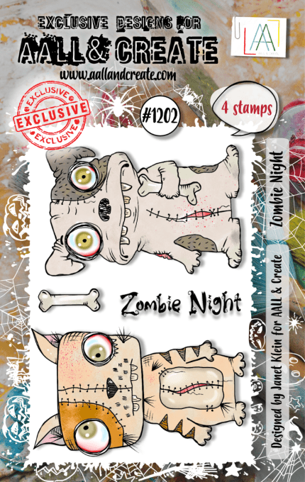 4 Tampons - AALL&Create - Zombie night - dim. de la planche : 7.5x10cm environ 