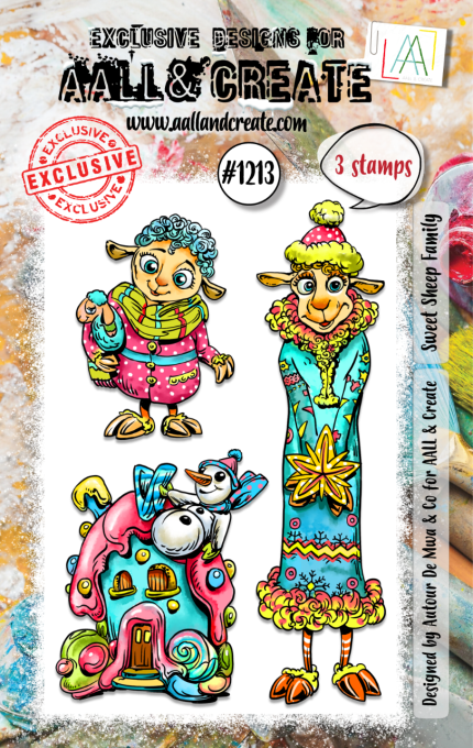 3 Tampons - AALL&Create - Sweet sheep family - dim. de la planche : 7.5x10cm environ