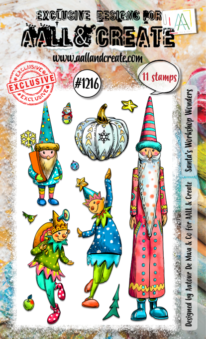 11 Tampons - AALL&Create - Santa's workshop wonders - dim. de la planche : 14.5x10cm environ