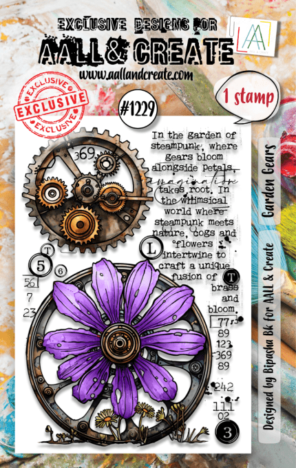 Tampon - AALL&Create - Garden Gears - dim. de la planche : 7.5x10cm environ