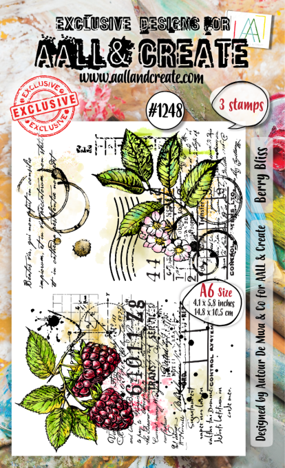 3 Tampons - AALL&Create - Berry bliss - dim. de la planche : 14.5x10cm environ