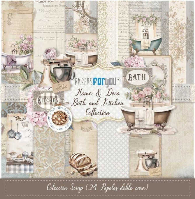 Collection Home Deco, Bath and Kitchen, PapersForYou, 15x15cm - 24 pages 