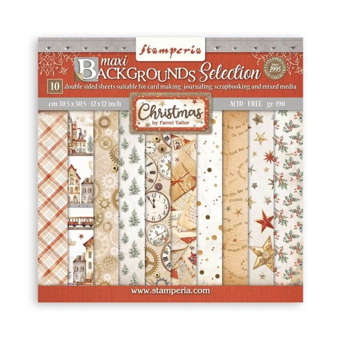 Papier scrapbooking, 30.5x30.5cm, Gear up for christmas, Stamperia - Background