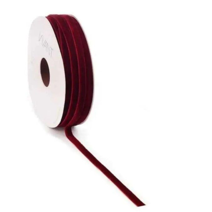 Rouleau velours, couleur : Bordeaux - dimension : 6mmx20m environ 