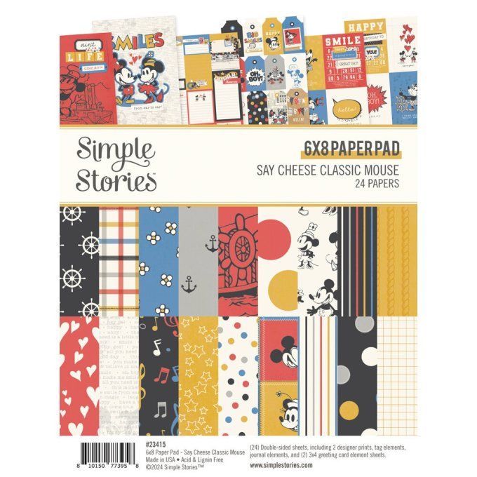 Simple stories - ensemble de 24 feuilles, format 15x20cm env. , Say cheese classic mouse