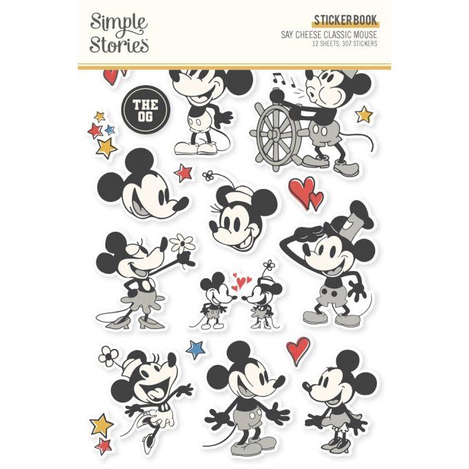 Simple stories - Bloc de stickers format 14x20cm environ - Say cheese classic mouse 