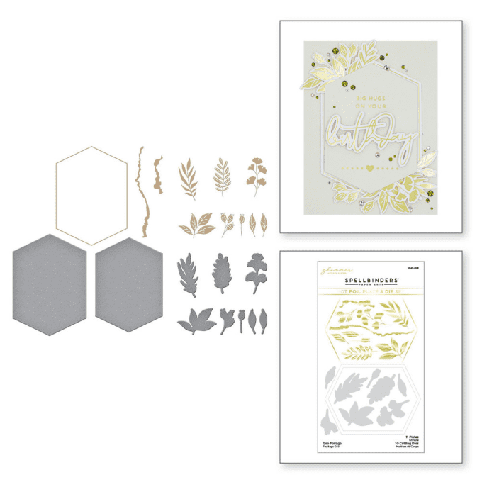 Letterpress, hot foil plate et die set, Spellbinders  - Geo foliage, Glimmer hot foil system