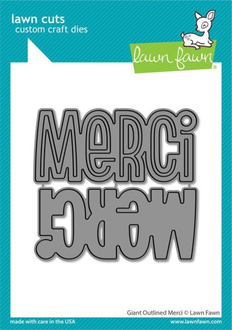 Die/matrice de découpe, Lawn Fawn, Merci - dimension : 7.8x3.5cm environ