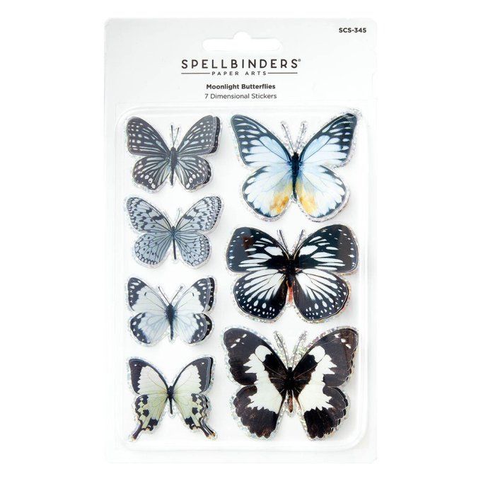 7 Stickers 3D - Papillons, Spellbinders (moonlight butterflies)