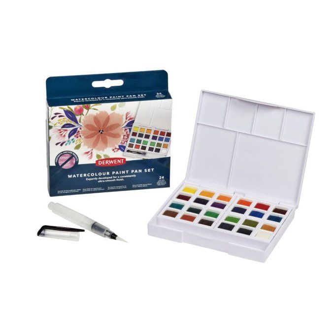 Aquarelle - 24 couleurs demi-godets, Derwent